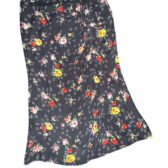 UEC Veronica Beard 100% SILK Black Midi Skirt with Floral Print SEXY SLIT SZ 4 - Picture 6 of 15